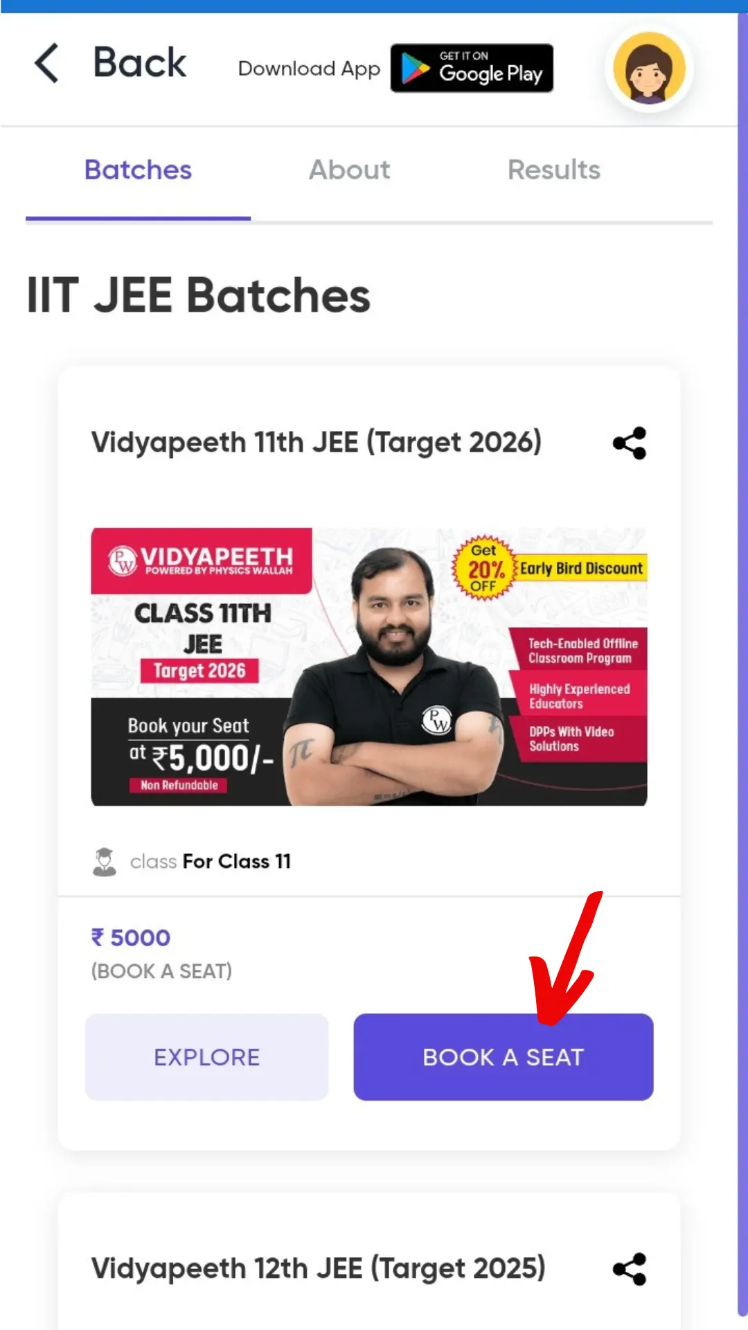 PW Vidyapeeth Coupon Code book a seat